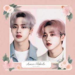 Create a book cover featuring Suga and Jimin from BTS with the title 'Amor Prohibido' and written by @_armybts_girl