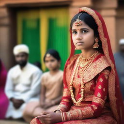 A young girl being matched for an arranged marriage in a traditional setting