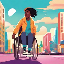 Create an inspiring and empowering movie poster for a film about the liberation of a disabled person