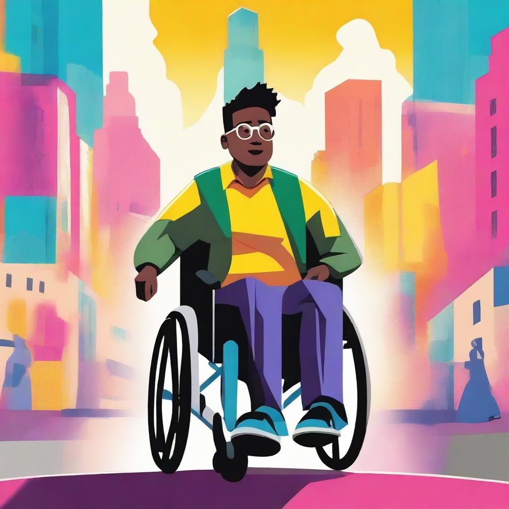 Create an inspiring and empowering movie poster for a film about the liberation of a disabled person