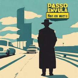 A Lubavitch Hasidic Jew waiting on a highway, with a title that says 'Paso en la autopista!' in a bold font