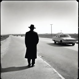 A Lubavitch Hasidic Jew waiting on a highway, with a title that says 'Paso en la autopista!' in a bold font