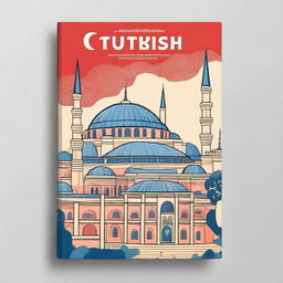 Create a Turkish ebook cover featuring various famous Turkish attractions, such as the Hagia Sophia, the Blue Mosque, and Cappadocia