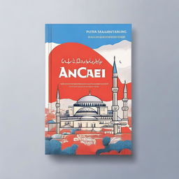 Create a Turkish ebook cover featuring various famous Turkish attractions, such as the Hagia Sophia, the Blue Mosque, and Cappadocia