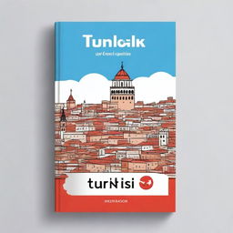 Create a Turkish ebook cover that features various famous Turkish attractions, including the Galata Tower, Istanbul Bridge, Cappadocia, Pamukkale, and Ephesus