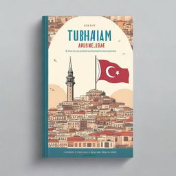 Create a Turkish ebook cover that features various famous Turkish attractions, including the Galata Tower, Istanbul Bridge, Cappadocia, Pamukkale, and Ephesus