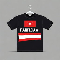 A black shirt with the Indonesian flag and the words 'Panitia 17 Agustus' written on it