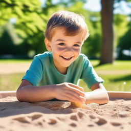 A 10-year-old boy playing in a sandbox discovers a magic coin