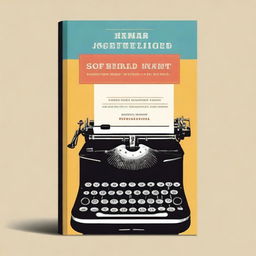 A captivating book cover for a guide on screenwriting, featuring a typewriter, a film reel, and a classic Hollywood sign in the background