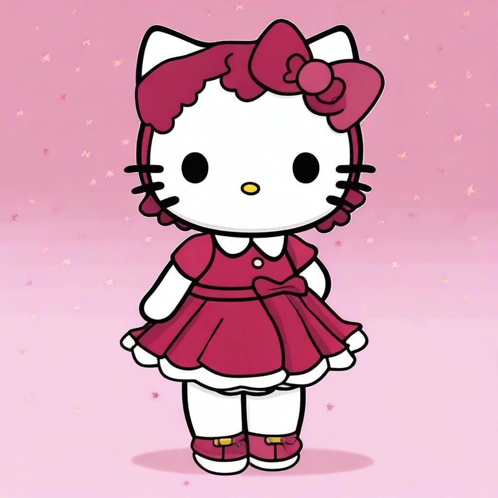 A Hello Kitty character with short, curly, reddish hair