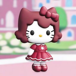 A Hello Kitty character with short, curly, reddish hair