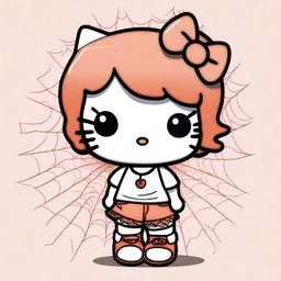 Create an image of Hello Kitty with short, curly, dark copper hair