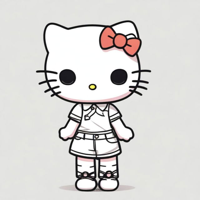 A Hello Kitty with short, curly, dark copper hair