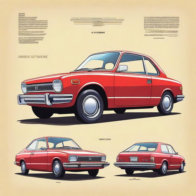 A detailed illustration of old Honda Civic models with the text 'mog