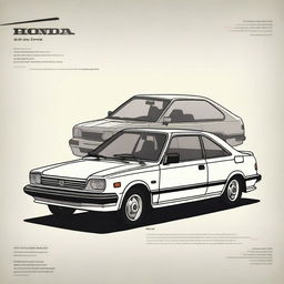 A detailed illustration of old Honda Civic models with the text 'mog