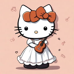 Create an image of Hello Kitty wearing a white dress