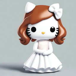 Create an image of Hello Kitty wearing a white dress