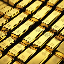 An image of gold, depicting shiny gold bars stacked neatly on top of each other