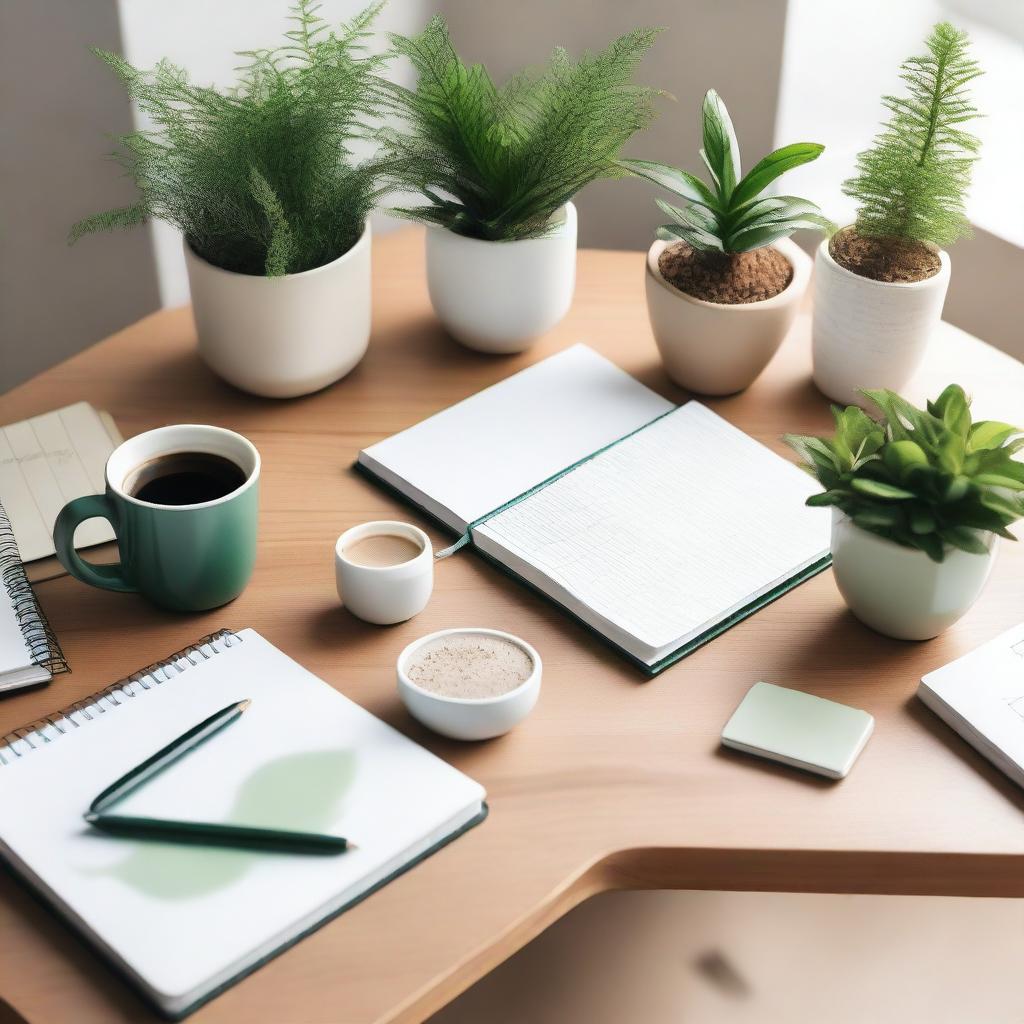 A neutral, abstract view looking down at a teacher's desk