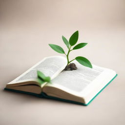 An open chapter book with neutral colors, lying flat on a surface