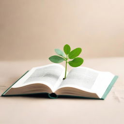 An open chapter book with neutral colors, lying flat on a surface