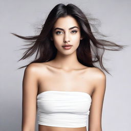 A girl wearing a tube top