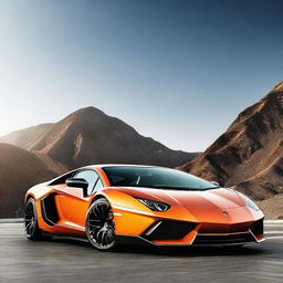 Create an image that combines the sleek design of a Lamborghini Aventador with the muscular build of a Dodge Challenger