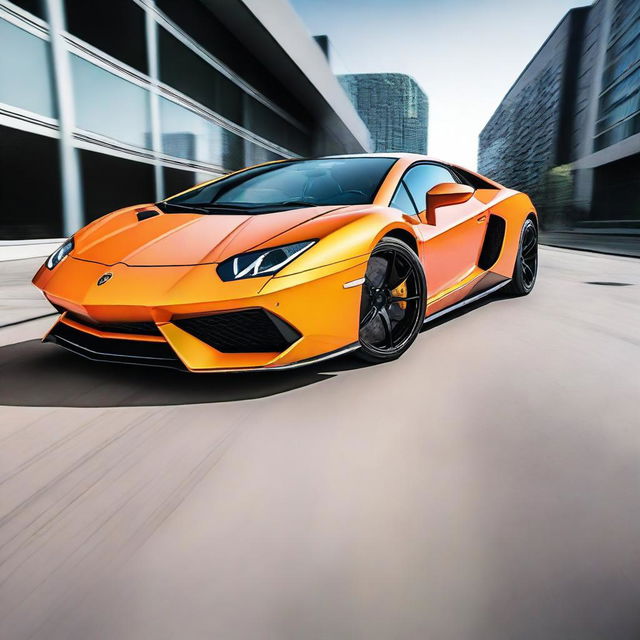 Create an image of a car that is a hybrid between a Lamborghini Aventador and a Dodge Challenger