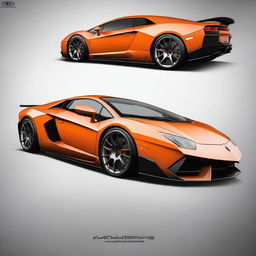 Create an image of a car that is a hybrid between a Lamborghini Aventador and a Dodge Challenger