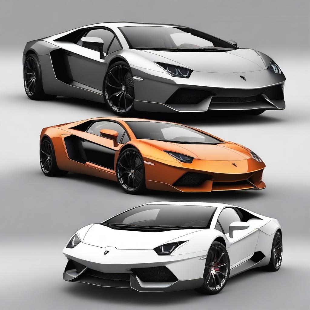 Create an image that merges a Lamborghini Aventador with a Dodge Challenger