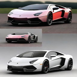 Create an image that merges a Lamborghini Aventador with a Dodge Challenger