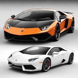 Create an image that merges a Lamborghini Aventador with a Dodge Challenger