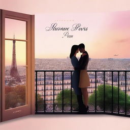 Create a book cover for a romance novel titled 'Balcones en Paris'