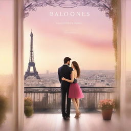 Create a book cover for a romance novel titled 'Balcones en Paris'