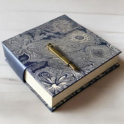 A beautifully designed diary with an elegant cover, featuring intricate patterns and a lock