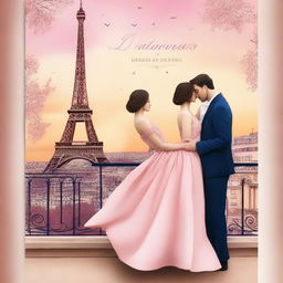 Create a book cover for a romance novel titled 'Balcones en Paris'