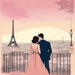 Create a book cover for a romance novel titled 'Balcones en Paris'