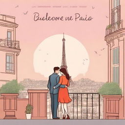 Create a book cover for a romance novel titled 'Balcones en Paris'