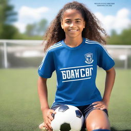 A book cover featuring a 14-year-old girl who is a soccer player