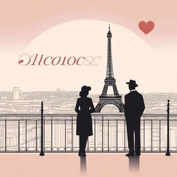 Create a minimalist book cover for a romance novel titled 'Balcones en Paris' in the style of 'Love Hypothesis'