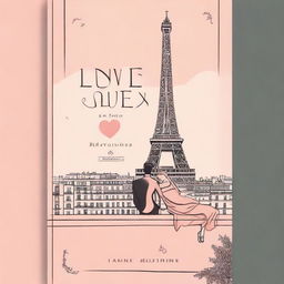 Create a minimalist book cover for a romance novel titled 'Balcones en Paris' in the style of 'Love Hypothesis'