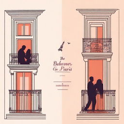 Create a minimalist book cover for a romance novel titled 'Balcones en Paris' in the style of 'Love Hypothesis'