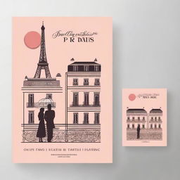 Create a minimalist book cover for a romance novel titled 'Balcones en Paris' in the style of 'Love Hypothesis'