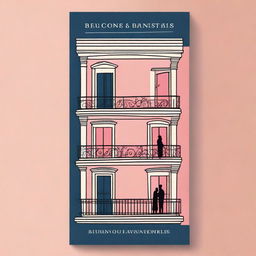 Create a minimalist book cover for a romance novel titled 'Balcones en Paris' in the style of 'Love Hypothesis'