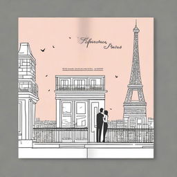 Create a minimalist book cover for a romance novel titled 'Balcones en Paris' in the style of 'Love Hypothesis'