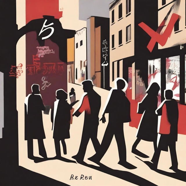 Create a realistic and engaging book cover depicting a busy street with people from different backgrounds and social classes