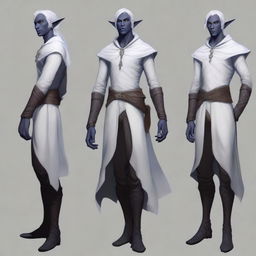 A male Drow elf from Dungeons & Dragons, 18 years old, with white hair, standing 1