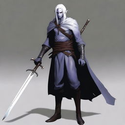 A male Drow elf from Dungeons & Dragons, 18 years old, with white hair, standing 1