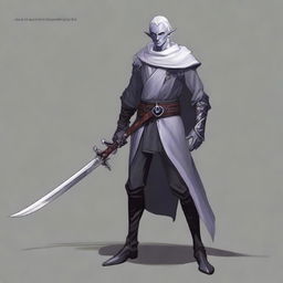 A male Drow elf from Dungeons & Dragons, 18 years old, with white hair, standing 1