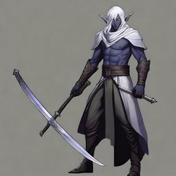 A male Drow elf from Dungeons & Dragons, 18 years old, with white hair, standing 1